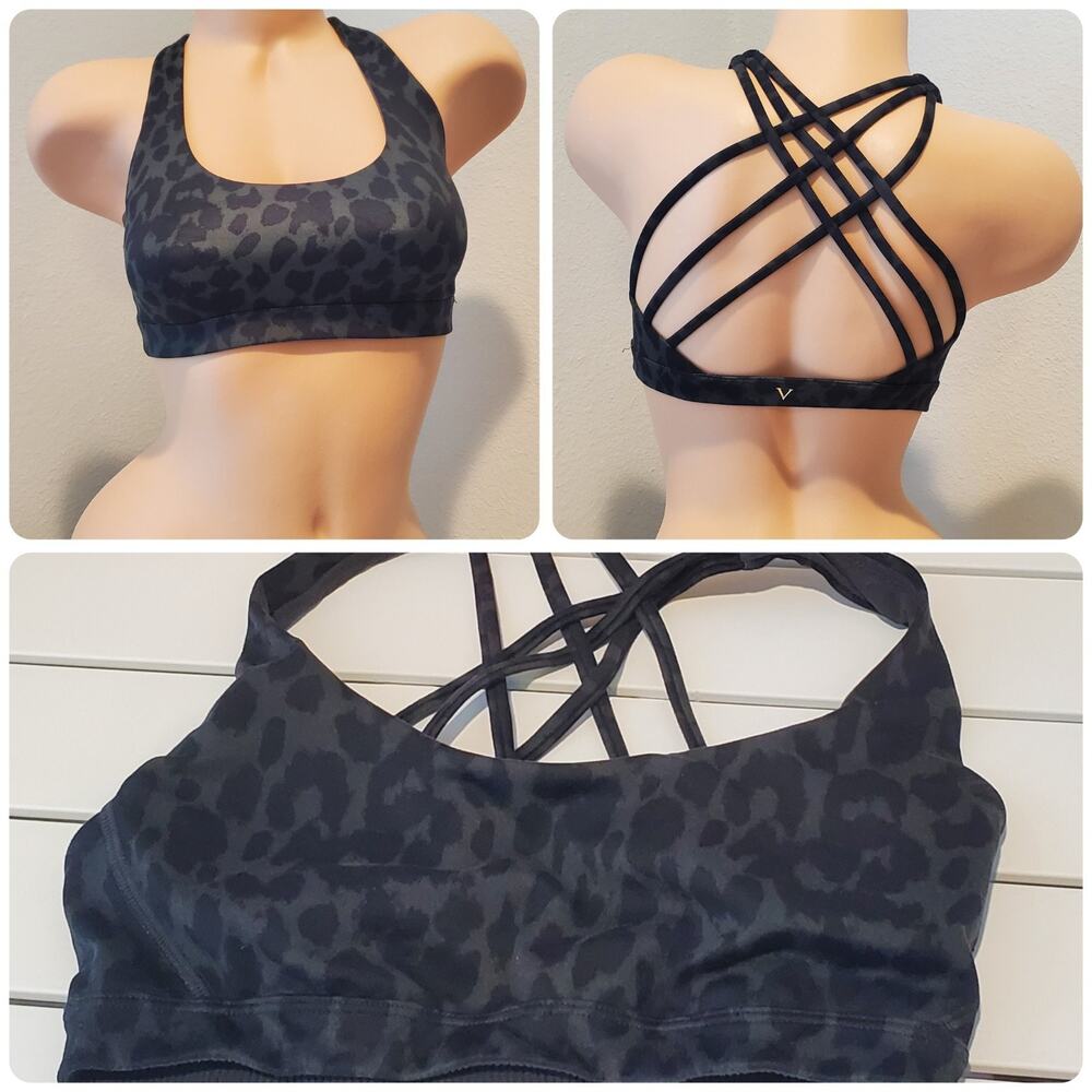 Victoria's Secret Lounge Bralette Strappy Back Leopard Print Black 32A S